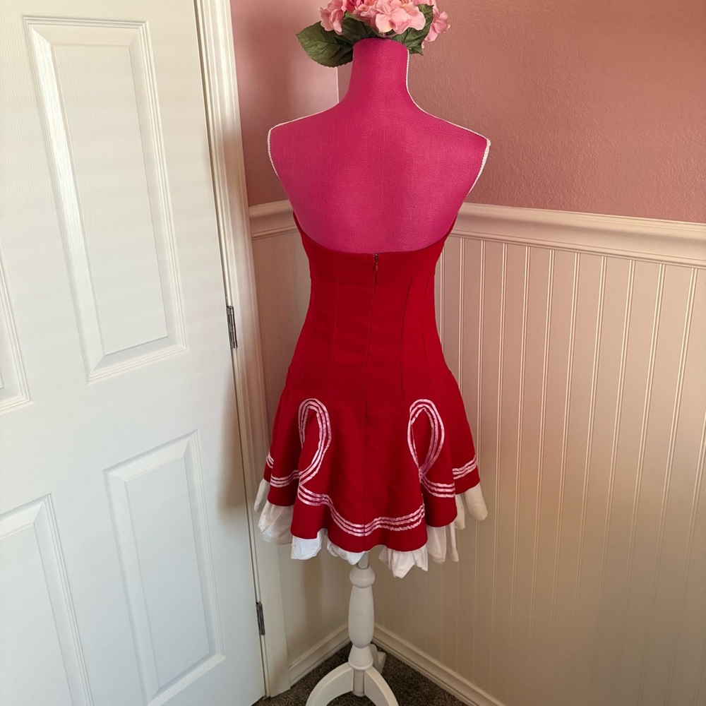 Retro Red and White Mini A-Line with Bubble Skirt Dress size Large ICE Design - Picture 7 of 11